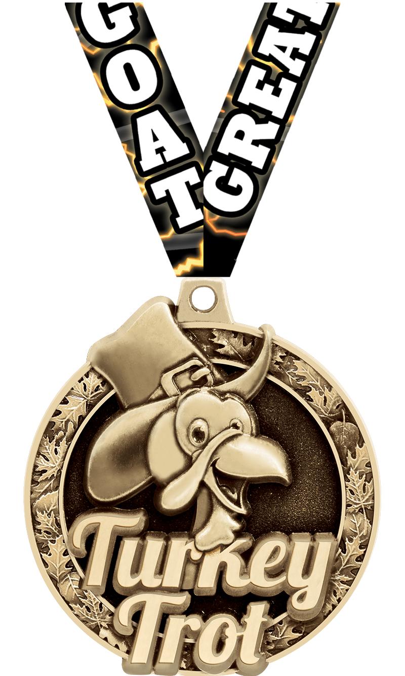 2"3D TURKEY TROT MEDAL GOLD