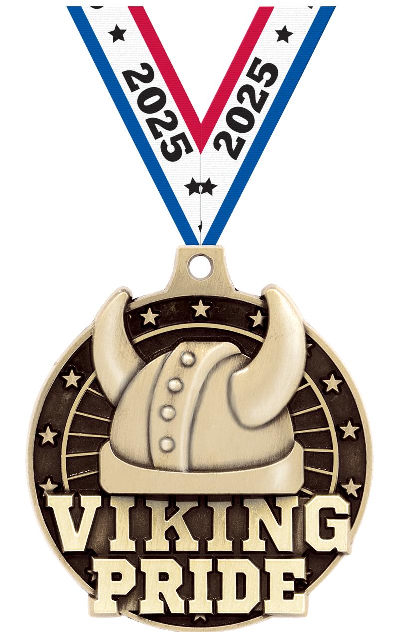 2" 3D VIKING PRIDE GOLD MEDAL