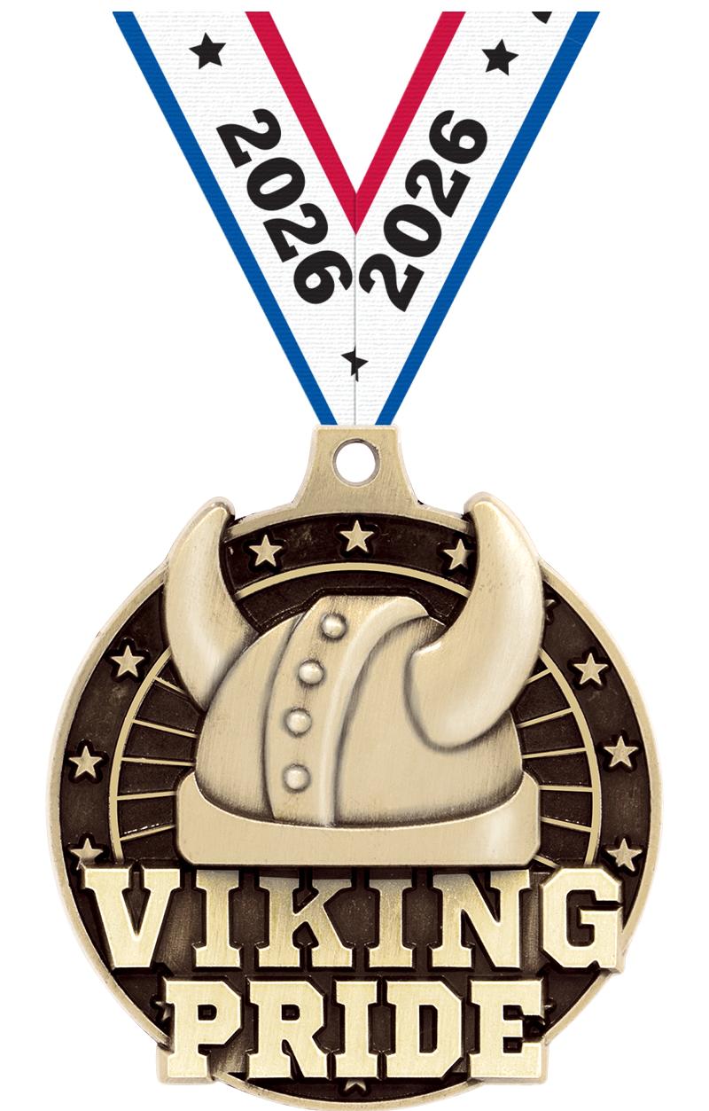 2" 3D VIKING PRIDE GOLD MEDAL