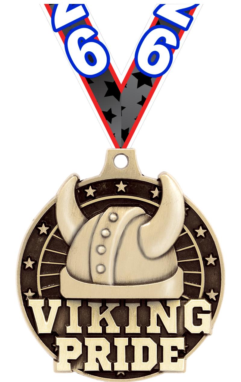 2" 3D VIKING PRIDE GOLD MEDAL