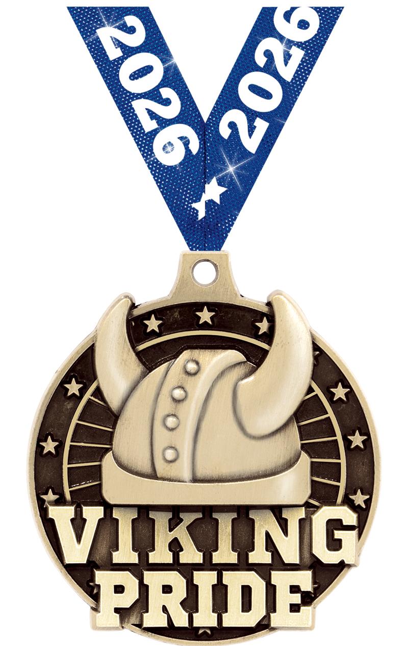 2" 3D VIKING PRIDE GOLD MEDAL