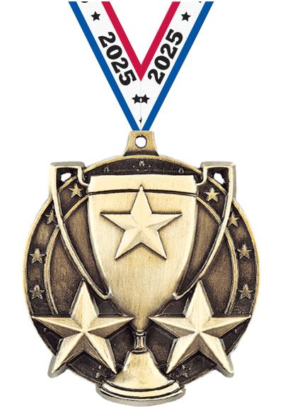 2" 3D STAR/CUP MEDAL GOLD
