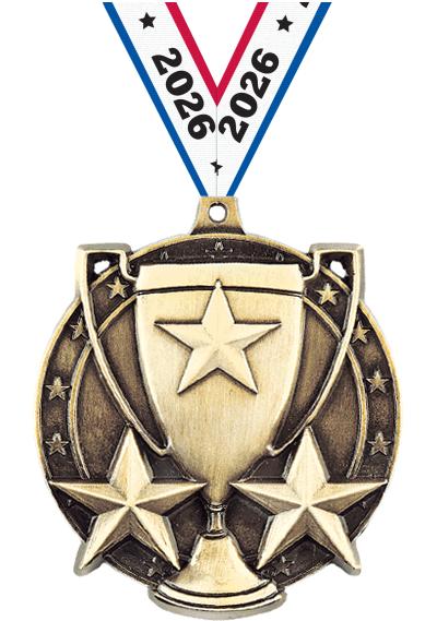 2" 3D STAR/CUP MEDAL GOLD