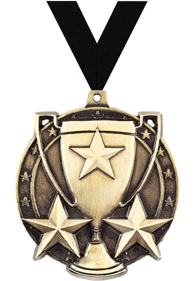 2" 3D STAR/CUP MEDAL GOLD