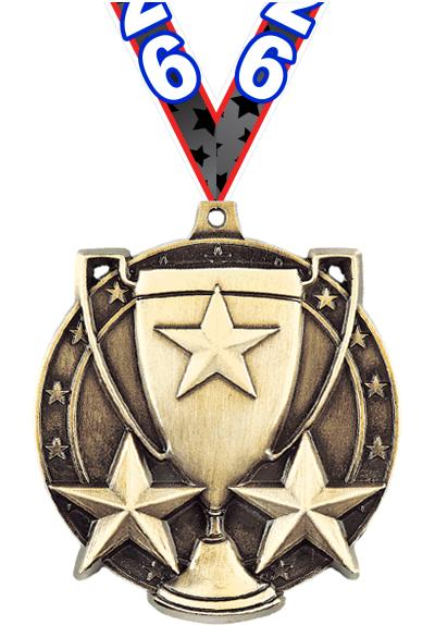 2" 3D STAR/CUP MEDAL GOLD