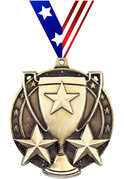 2" 3D STAR/CUP MEDAL GOLD