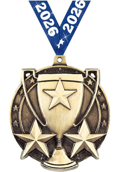 2" 3D STAR/CUP MEDAL GOLD