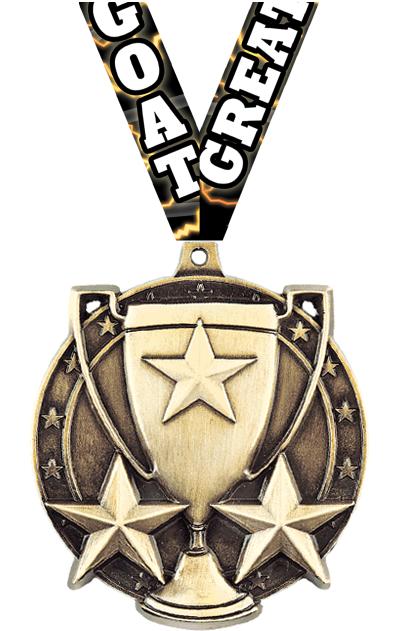 2" 3D STAR/CUP MEDAL GOLD