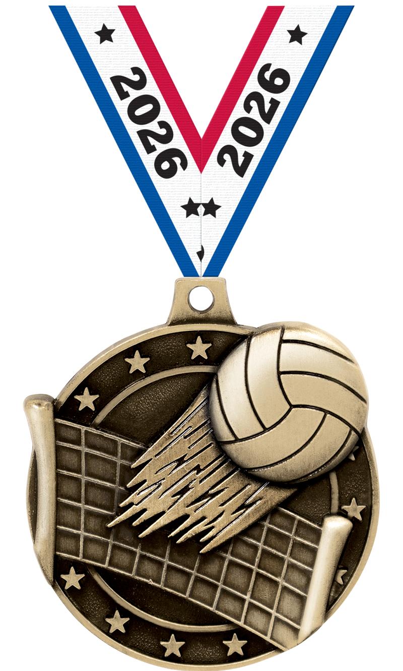 2" 3D VOLLEYBALL MEDAL GOLD