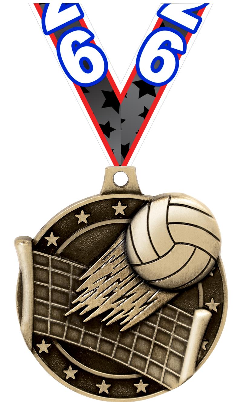 2" 3D VOLLEYBALL MEDAL GOLD