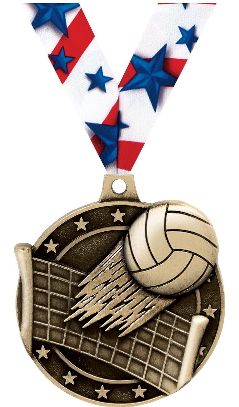2" 3D VOLLEYBALL MEDAL GOLD