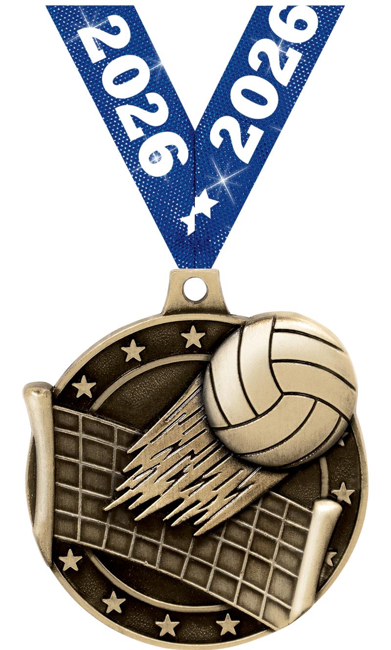 2" 3D VOLLEYBALL MEDAL GOLD