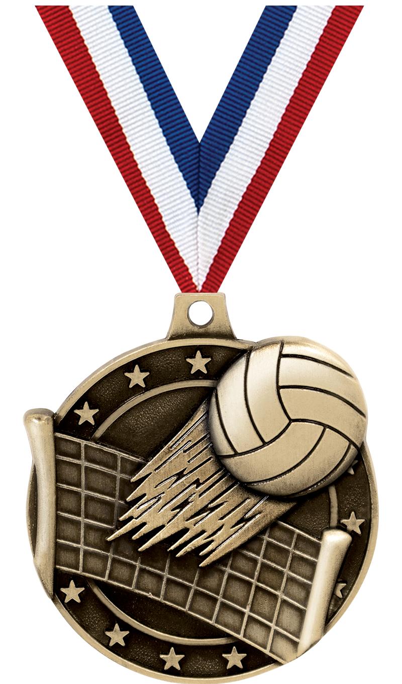 2" 3D VOLLEYBALL MEDAL GOLD