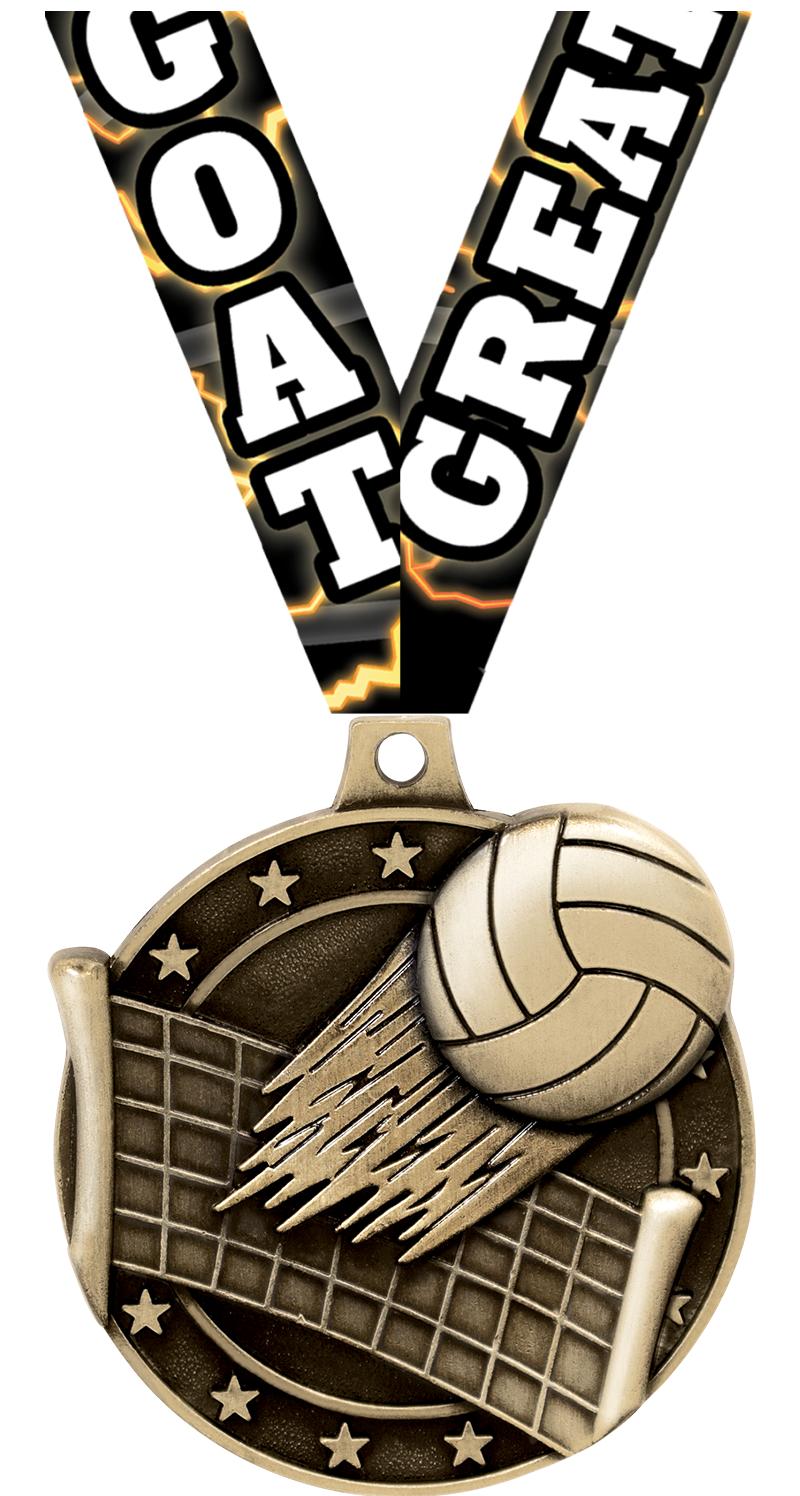 2" 3D VOLLEYBALL MEDAL GOLD