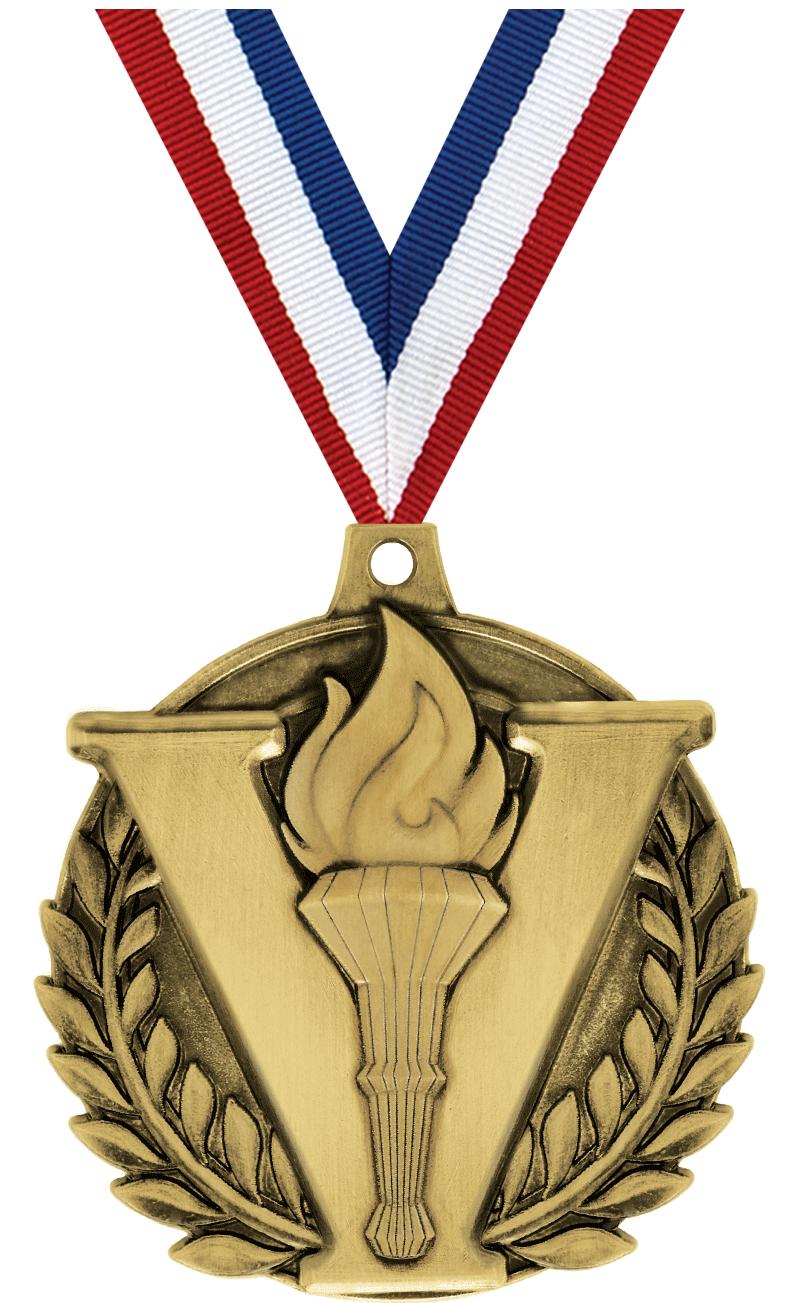 2" 3D VICTORY TORCH MEDAL GOLD