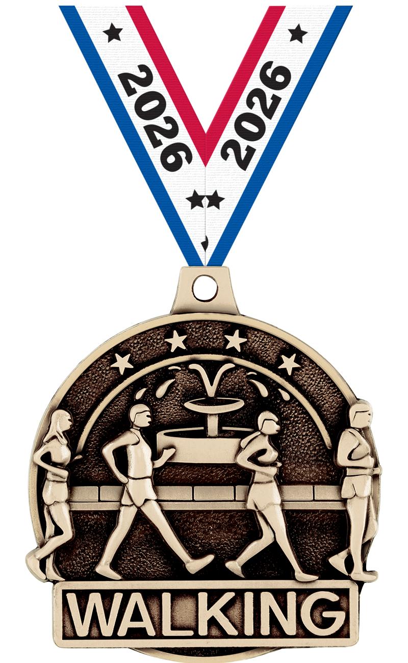 2" 3D WALKING MEDAL GOLD