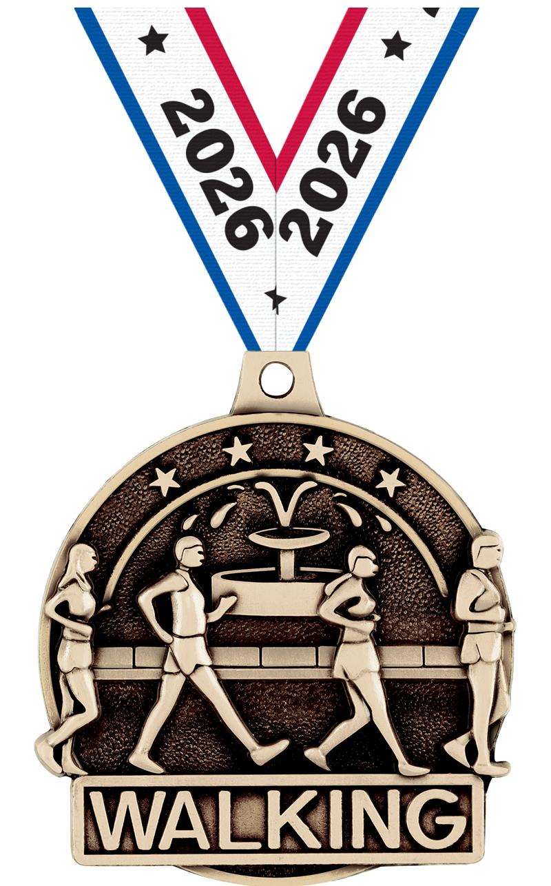 2" 3D WALKING MEDAL GOLD