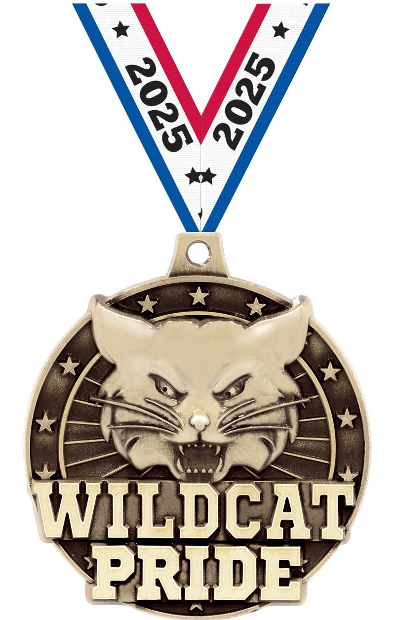 2" 3D WILDCAT PRIDE GOLD MEDAL