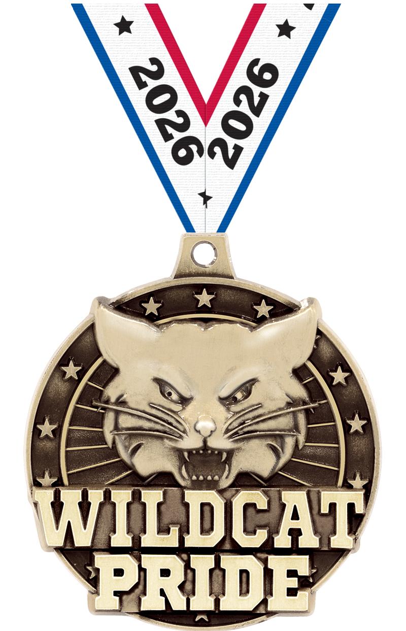 2" 3D WILDCAT PRIDE GOLD MEDAL