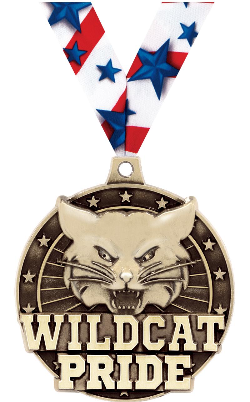 2" 3D WILDCAT PRIDE GOLD MEDAL