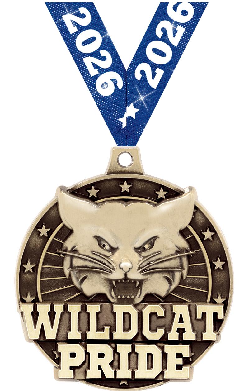 2" 3D WILDCAT PRIDE GOLD MEDAL