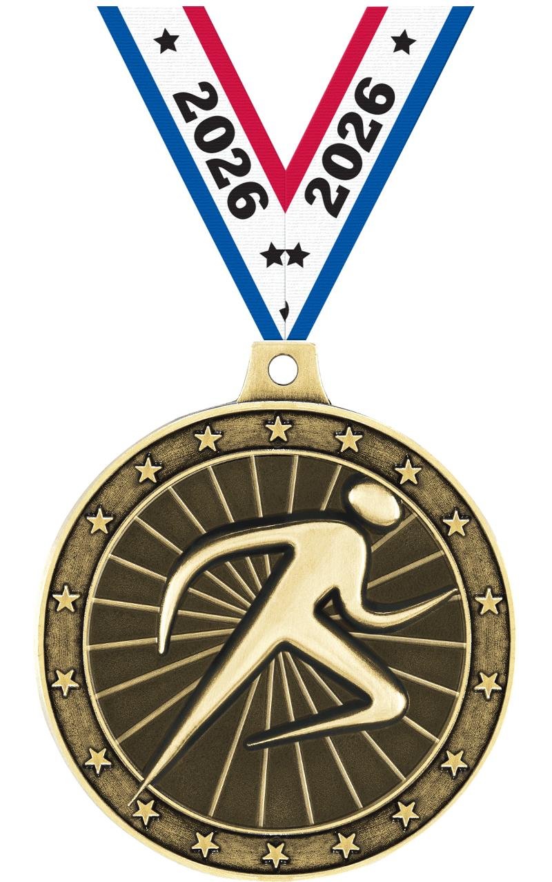 2" 3D ABSTRACT RUNNER GOLD MDL