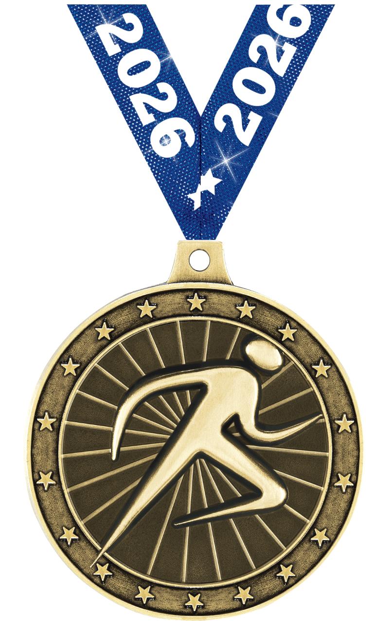 2" 3D ABSTRACT RUNNER GOLD MDL