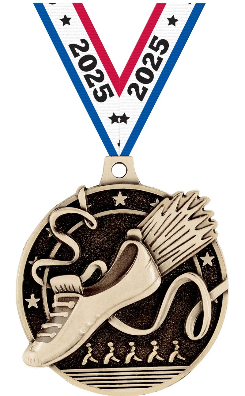 2" 3D WINGED FOOT MEDAL GOLD