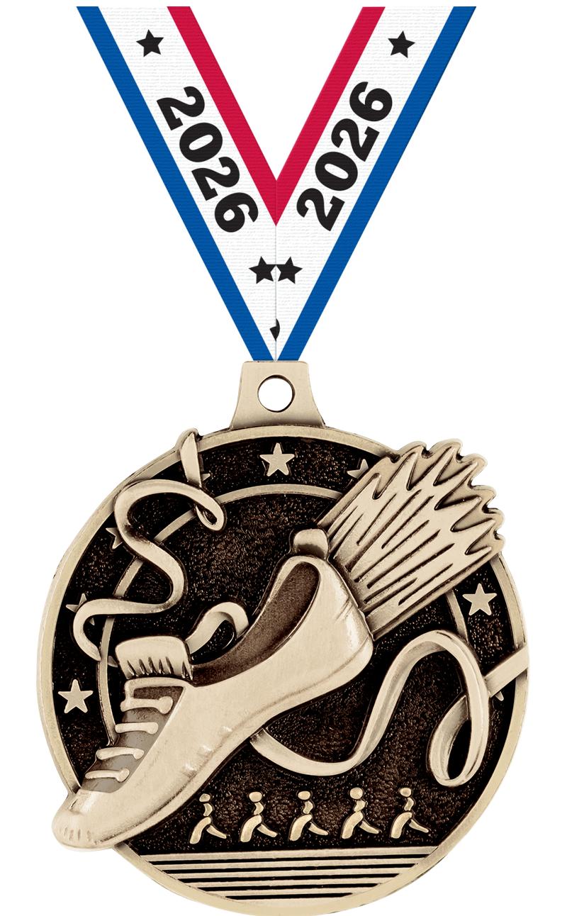 2" 3D WINGED FOOT MEDAL GOLD