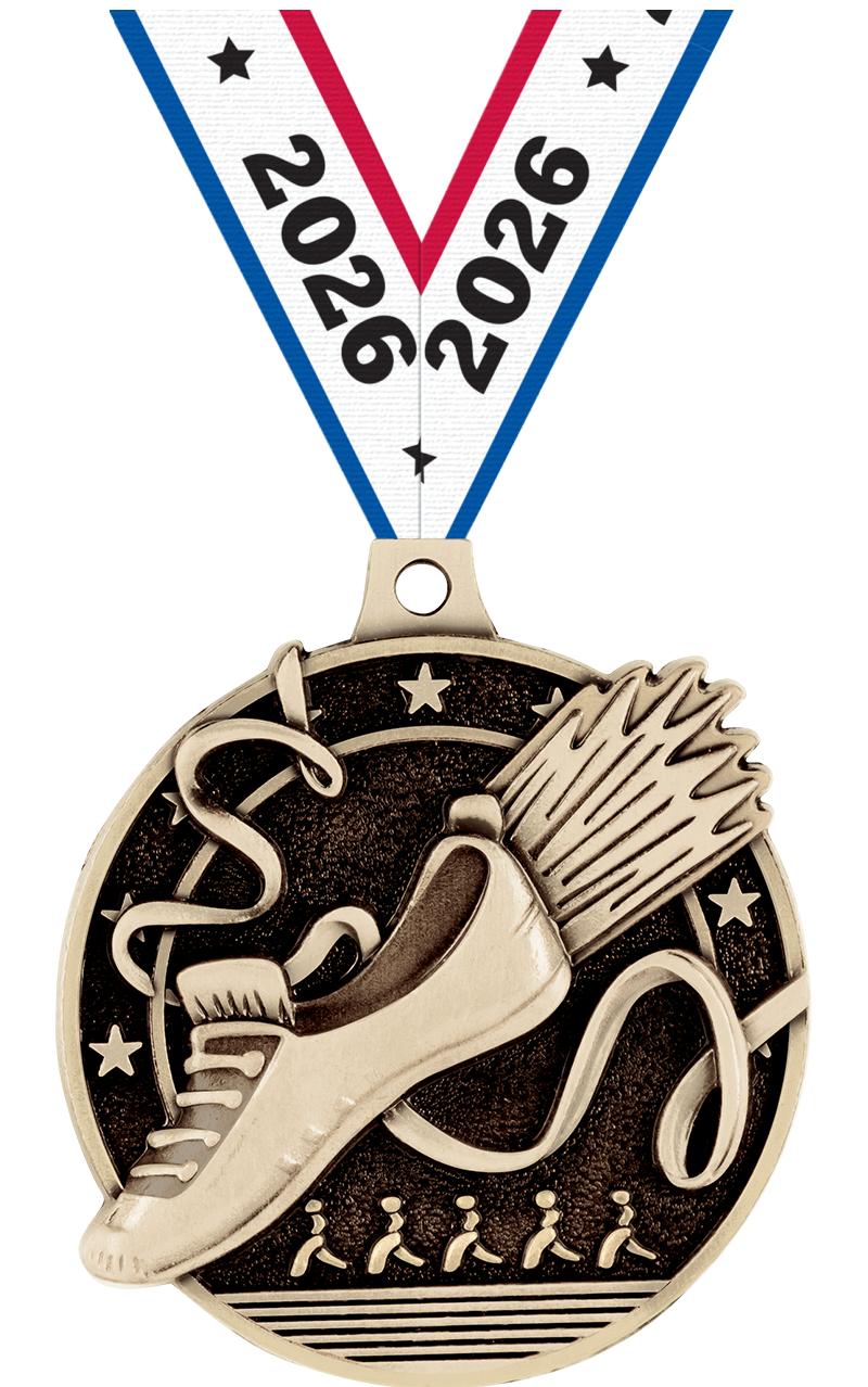 2" 3D WINGED FOOT MEDAL GOLD