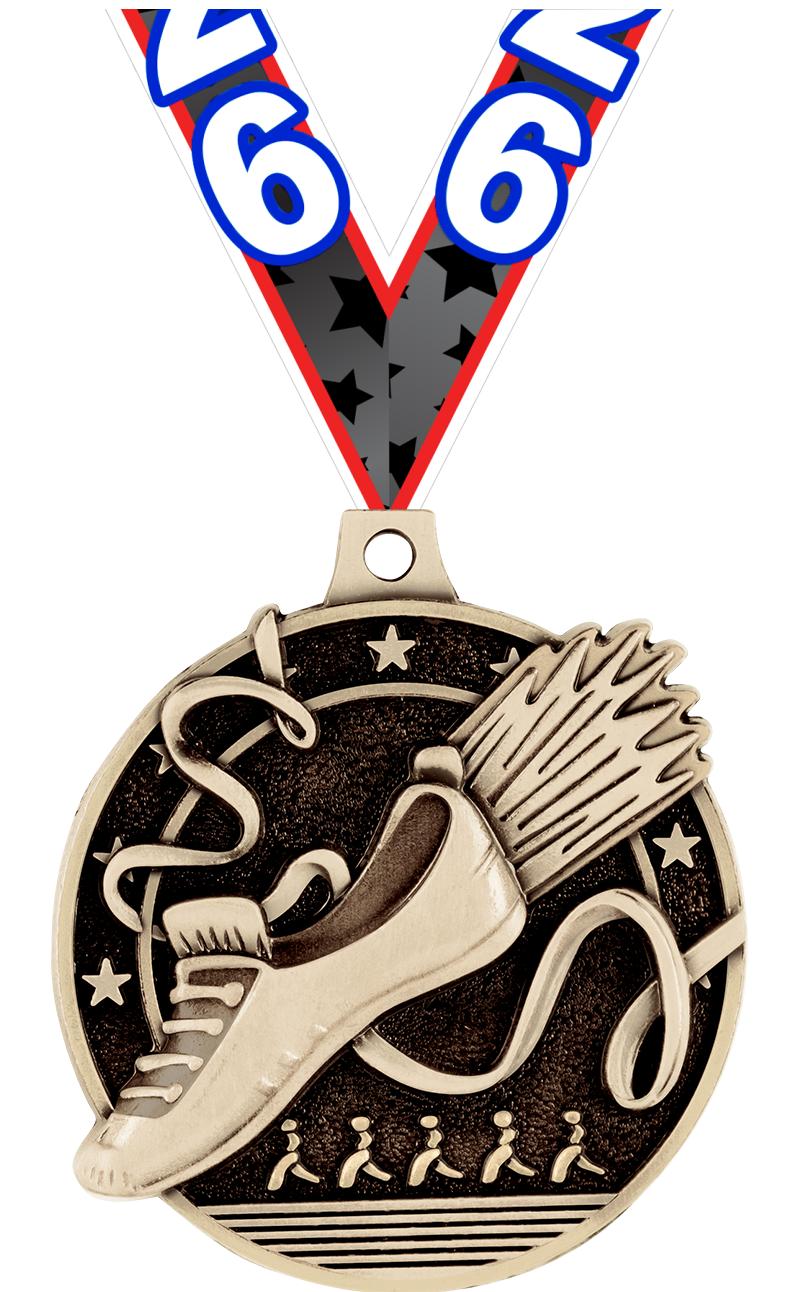 2" 3D WINGED FOOT MEDAL GOLD