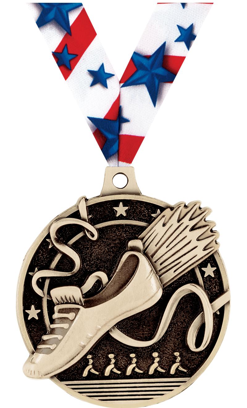 2" 3D WINGED FOOT MEDAL GOLD
