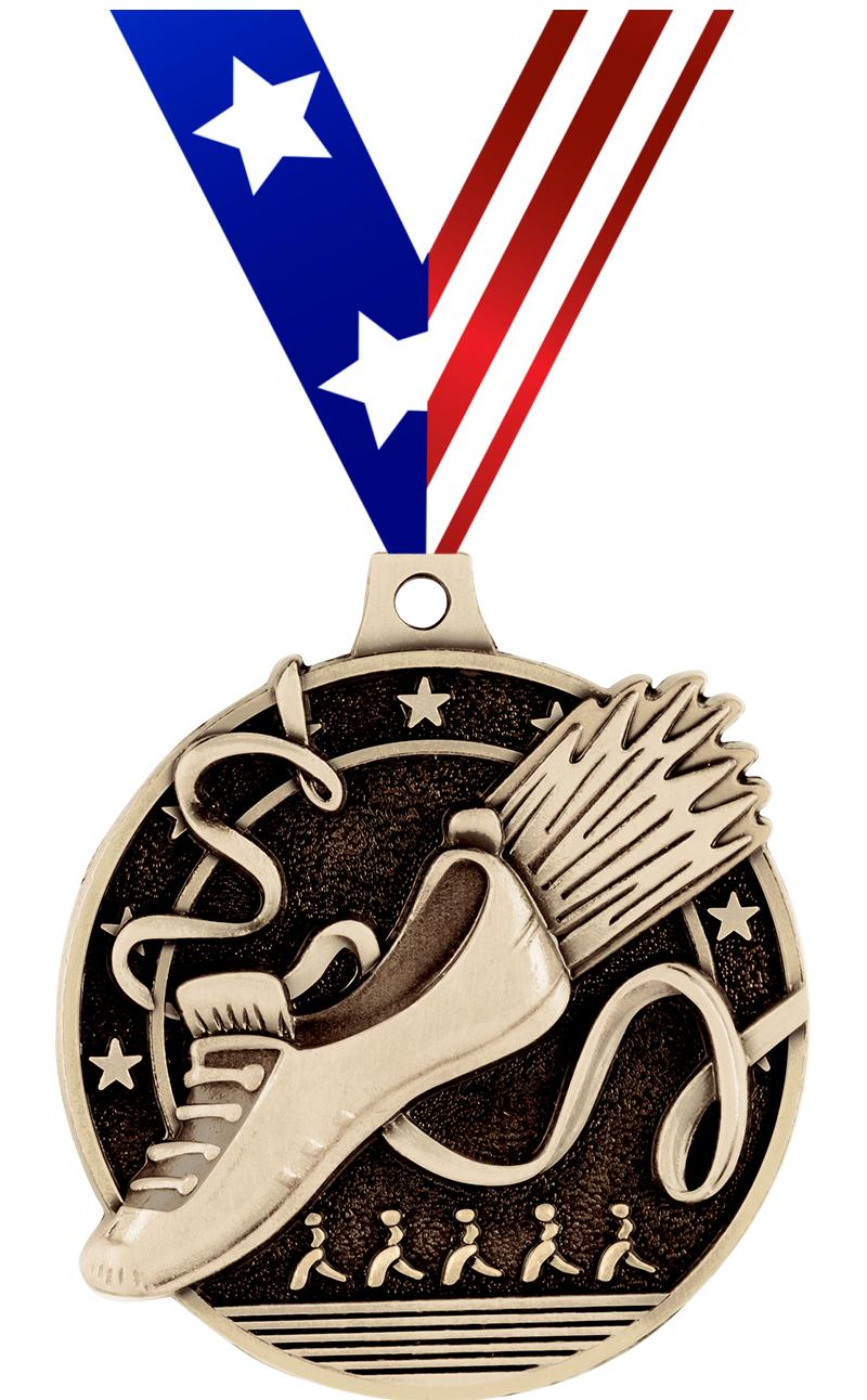 2" 3D WINGED FOOT MEDAL GOLD