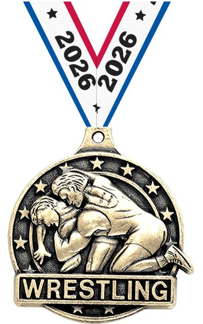 2" 3D WRESTLING MEDAL GOLD