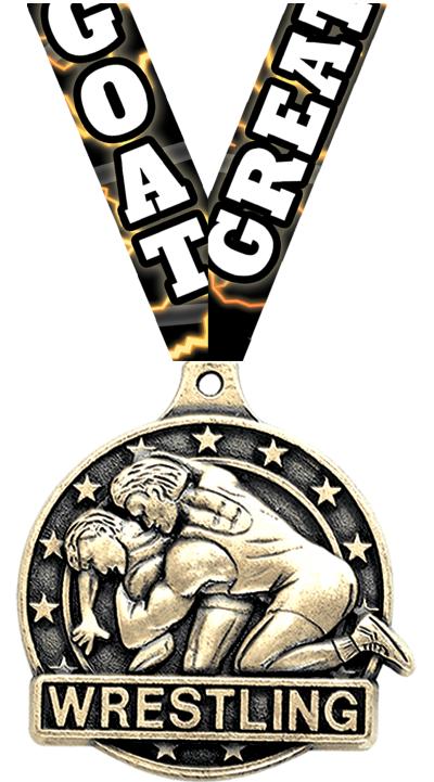 2" 3D WRESTLING MEDAL GOLD