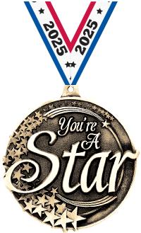 2" 3D YOU ARE A STAR GOLD MEDA