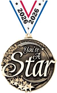 2" 3D YOU ARE A STAR GOLD MEDA