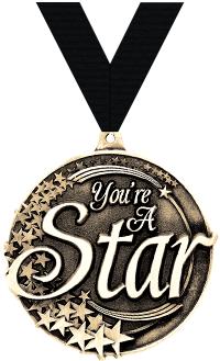 2" 3D YOU ARE A STAR GOLD MEDA