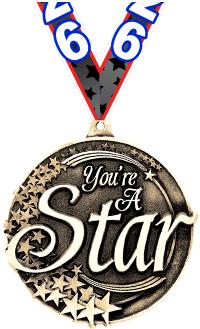 2" 3D YOU ARE A STAR GOLD MEDA