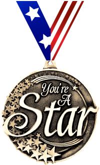 2" 3D YOU ARE A STAR GOLD MEDA