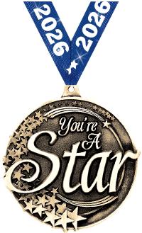 2" 3D YOU ARE A STAR GOLD MEDA