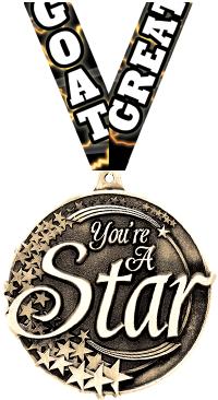 2" 3D YOU ARE A STAR GOLD MEDA