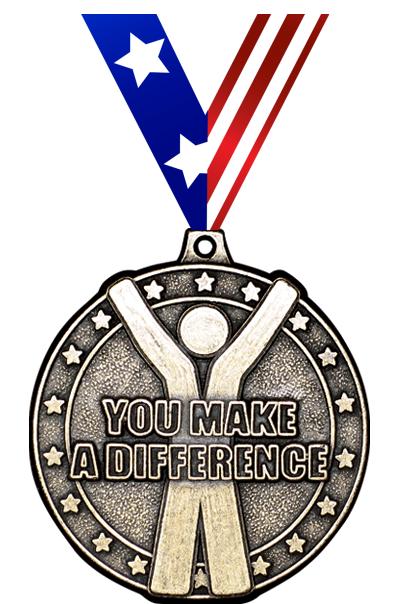 2" 3D YOU MAKE A DIFF MEDAL GD