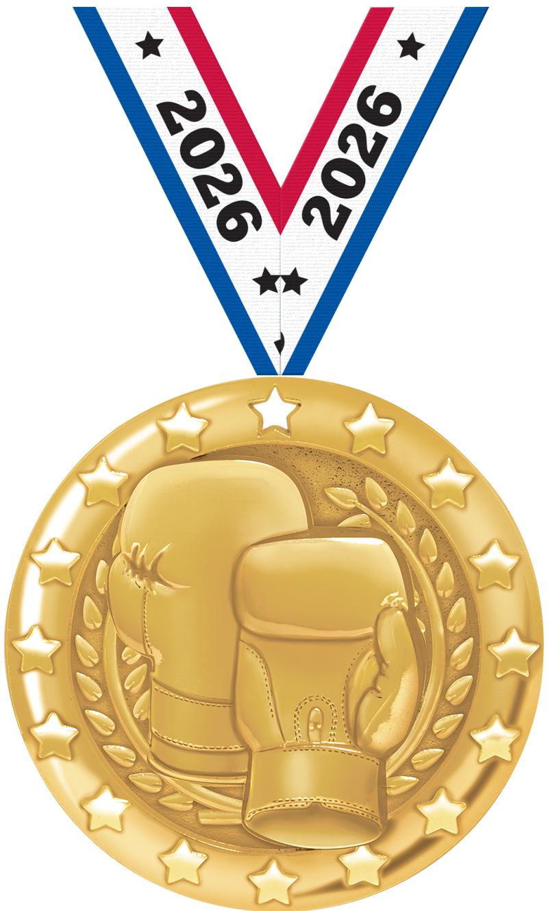 2" BLAZE BOXING MEDAL-GOLD
