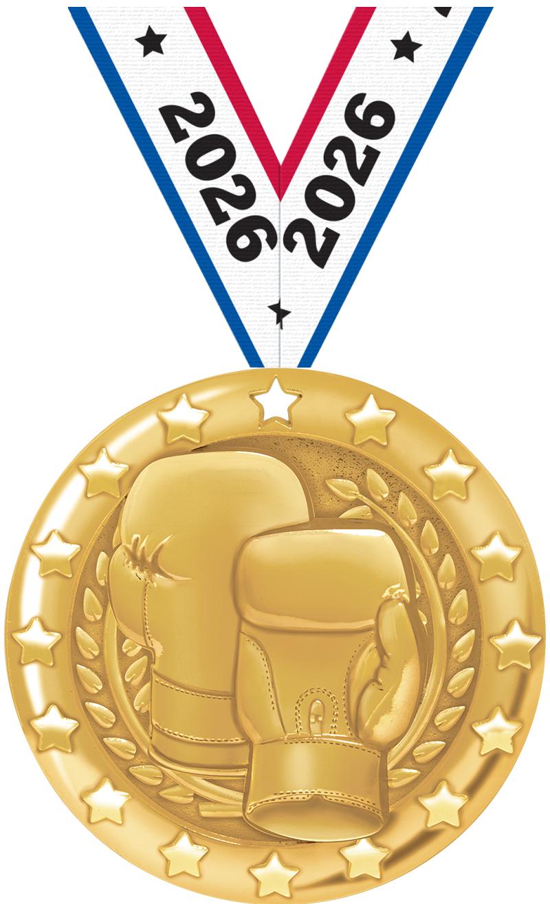 2" BLAZE BOXING MEDAL-GOLD