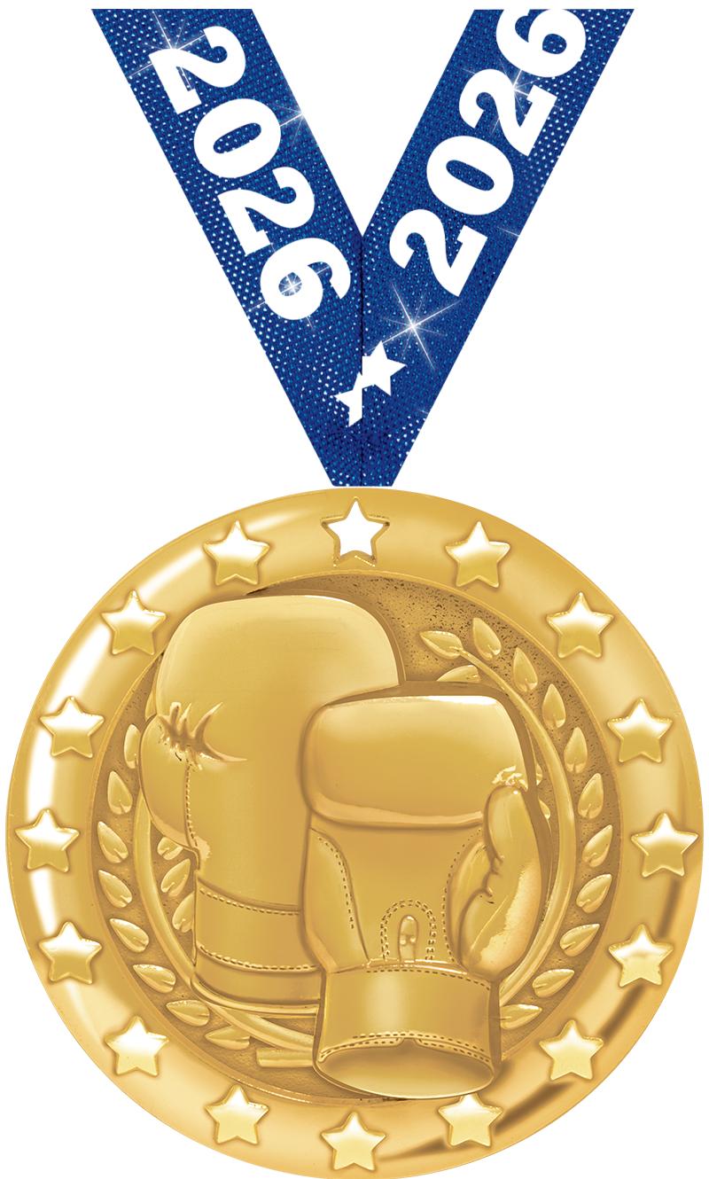 2" BLAZE BOXING MEDAL-GOLD
