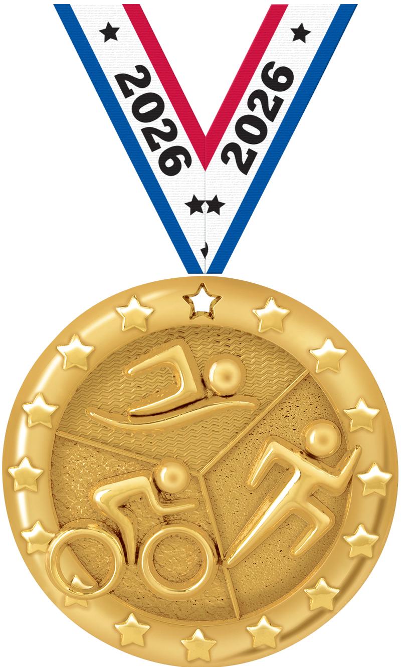 2" BLAZE TRIATHLON MEDAL GOLD