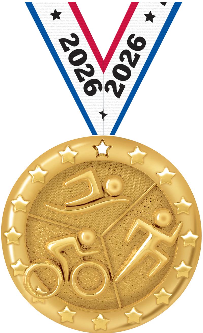 2" BLAZE TRIATHLON MEDAL GOLD