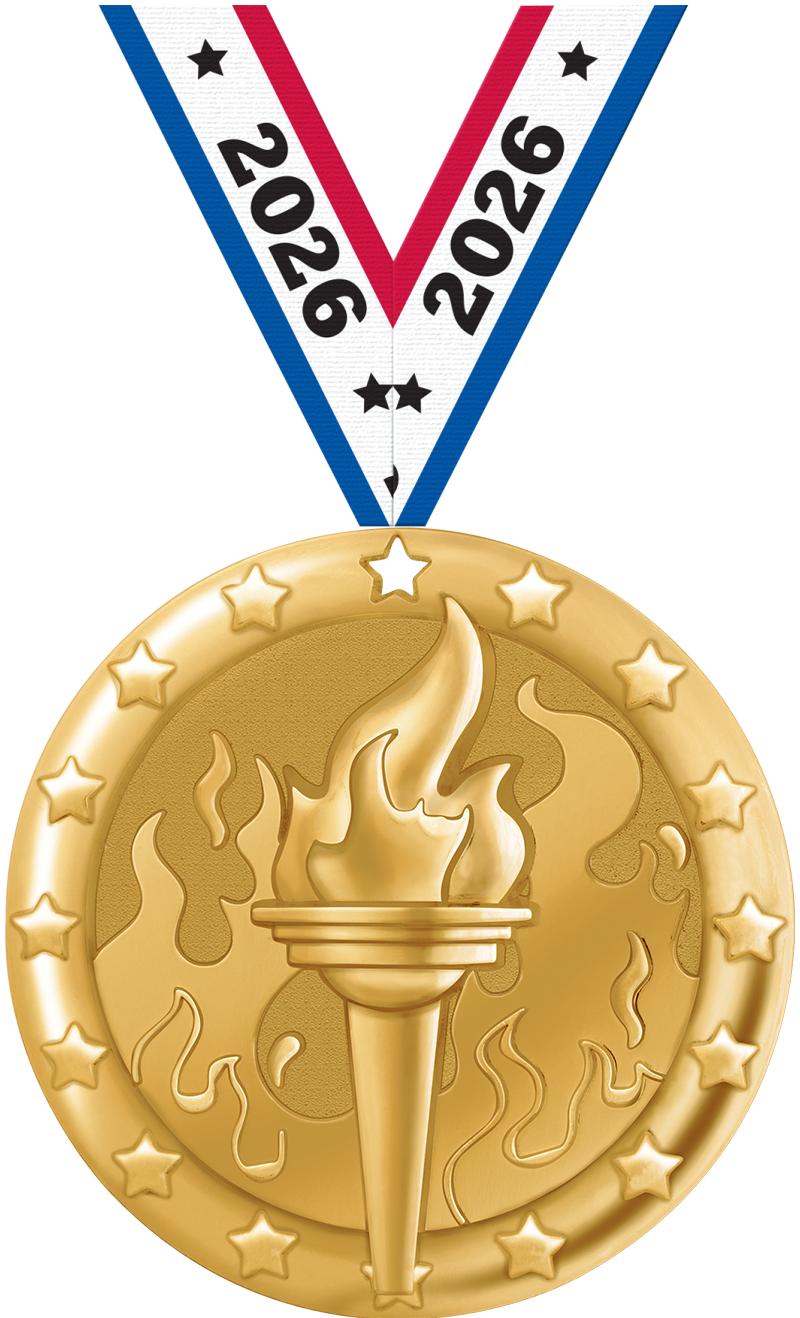 2" BLAZE TORCH MEDAL GOLD