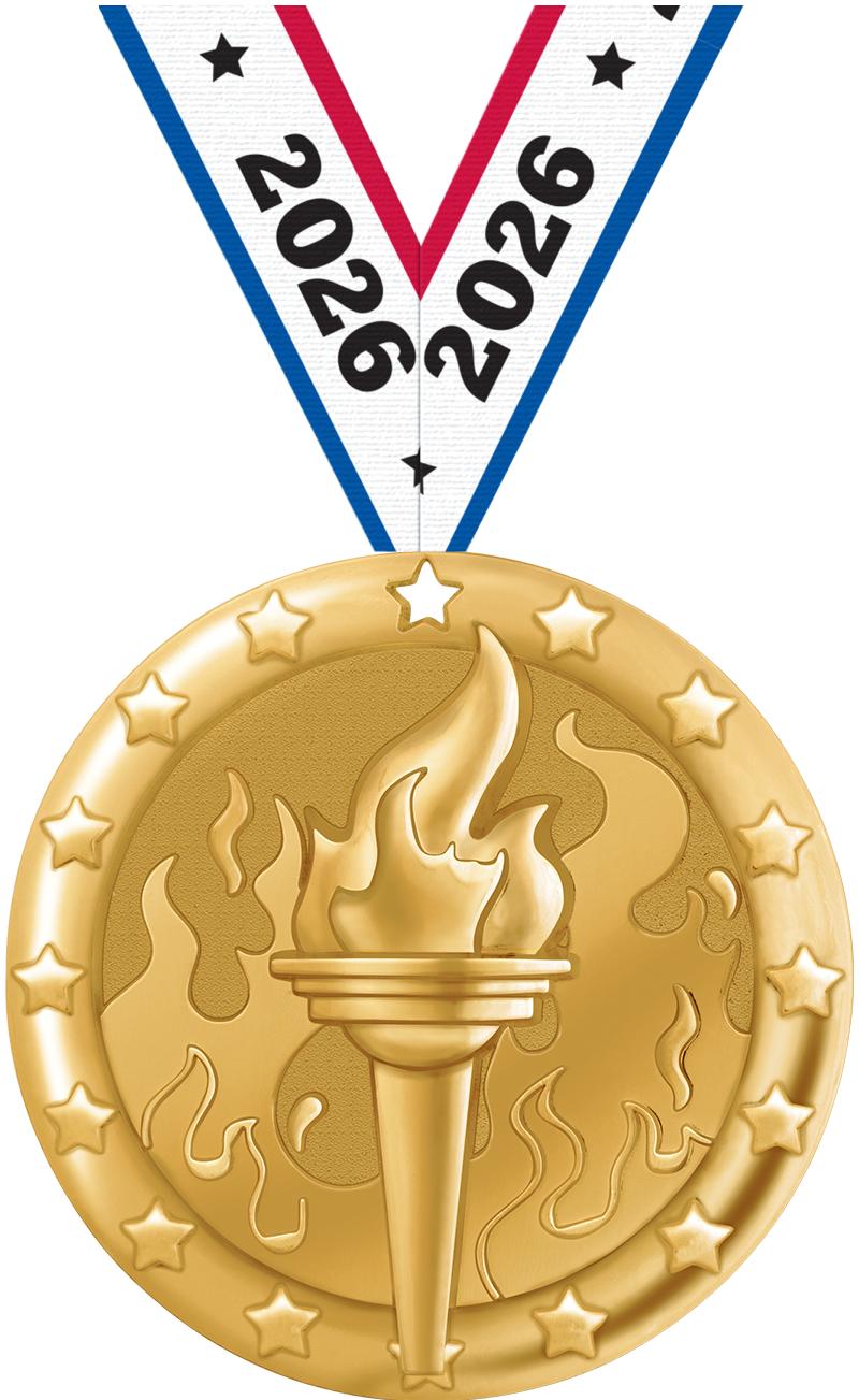2" BLAZE TORCH MEDAL GOLD